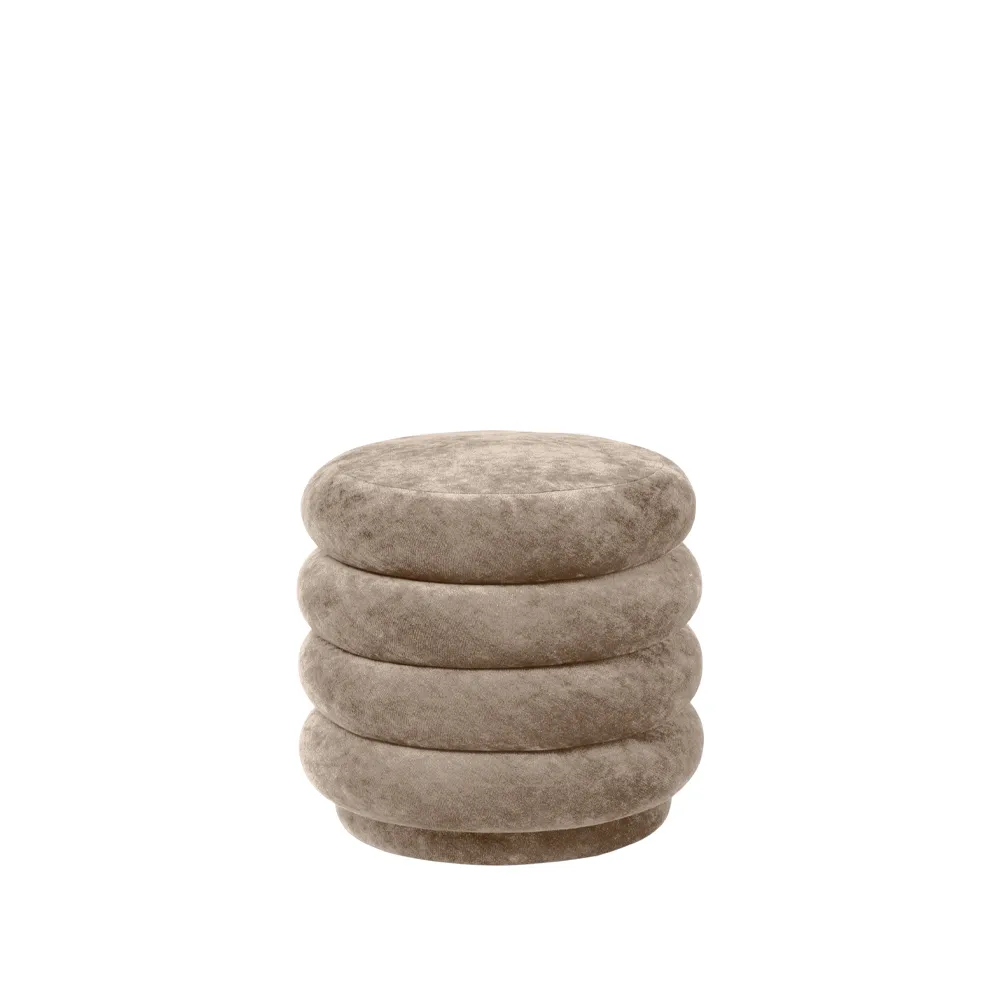 Pouf Round sittpuff, tyg faded velvet 26 beige Ferm Living