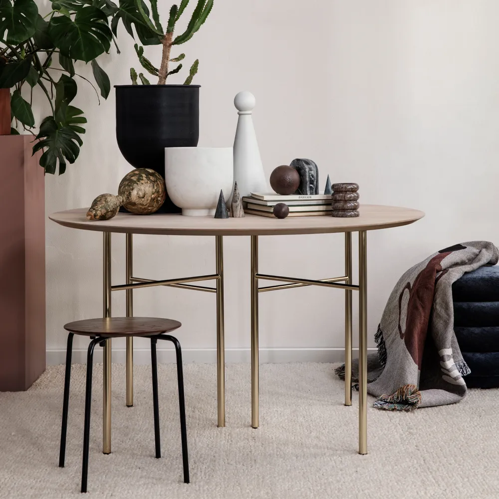 Pouf Round sittpuff, tyg faded velvet 3 forest Ferm Living