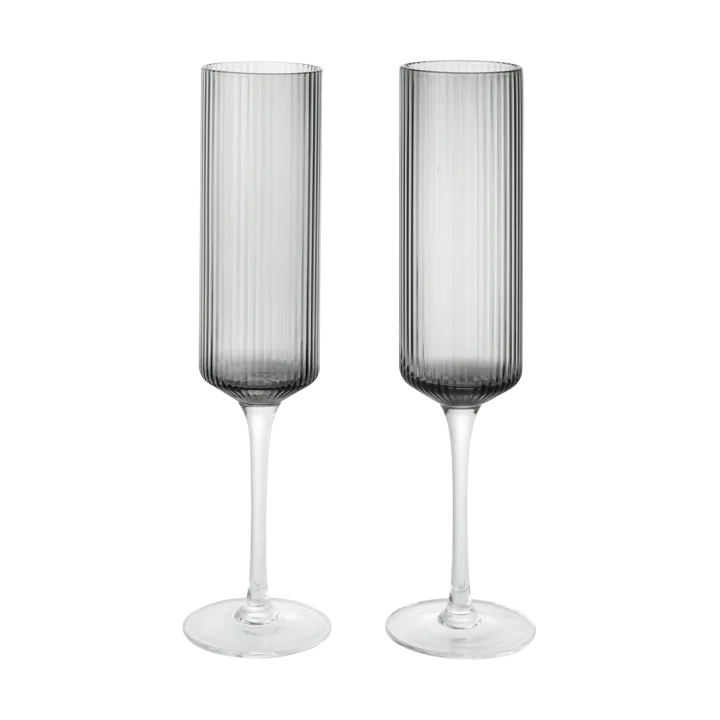 Ripple Champagne flutes champagneglas 15 cl 2-pack - Smoked Grey - Ferm Living