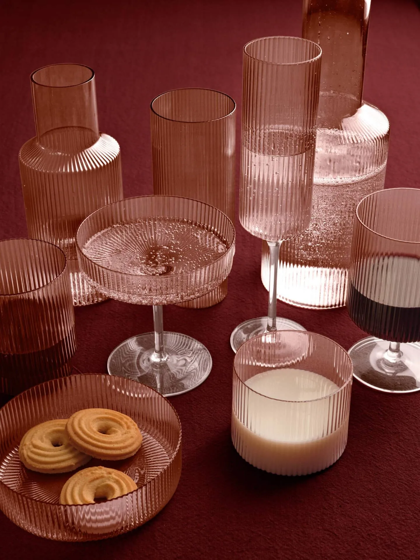 Ripple champagneglas 2-pack, Blush Ferm Living