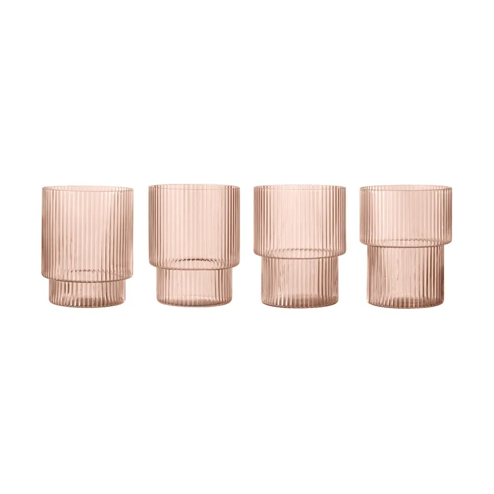 Ripple glas 4-pack - Blush - Ferm Living