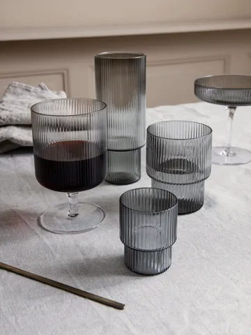 Ripple glas 4-pack - Smoked grey - Ferm Living