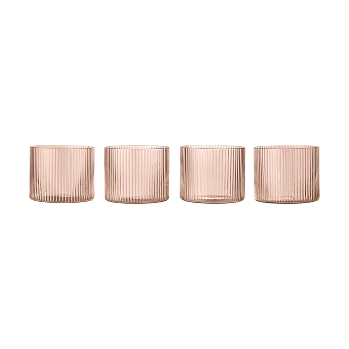 Ripple glas lågt 4-pack - Blush - Ferm Living