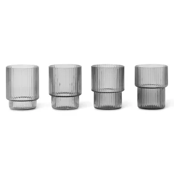Ripple glas small 6 cl 4-pack - Smoked grey - Ferm Living