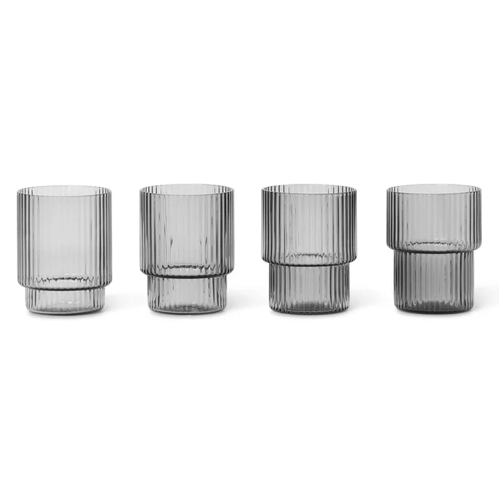 Ripple glas small 6 cl 4-pack - Smoked grey - Ferm Living