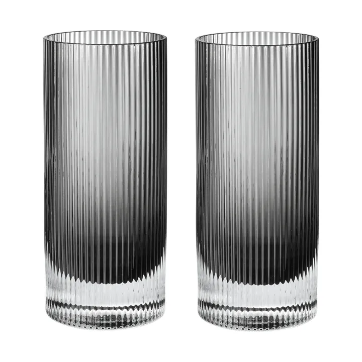 Ripple Highball glas 48 cl 2-pack - Smoked grey - Ferm Living