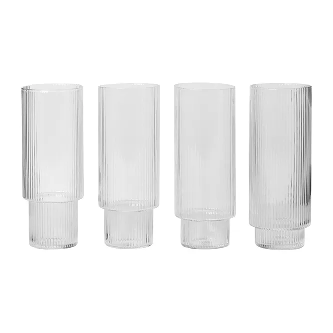 Ripple long drink glas 4-pack, klar Ferm Living