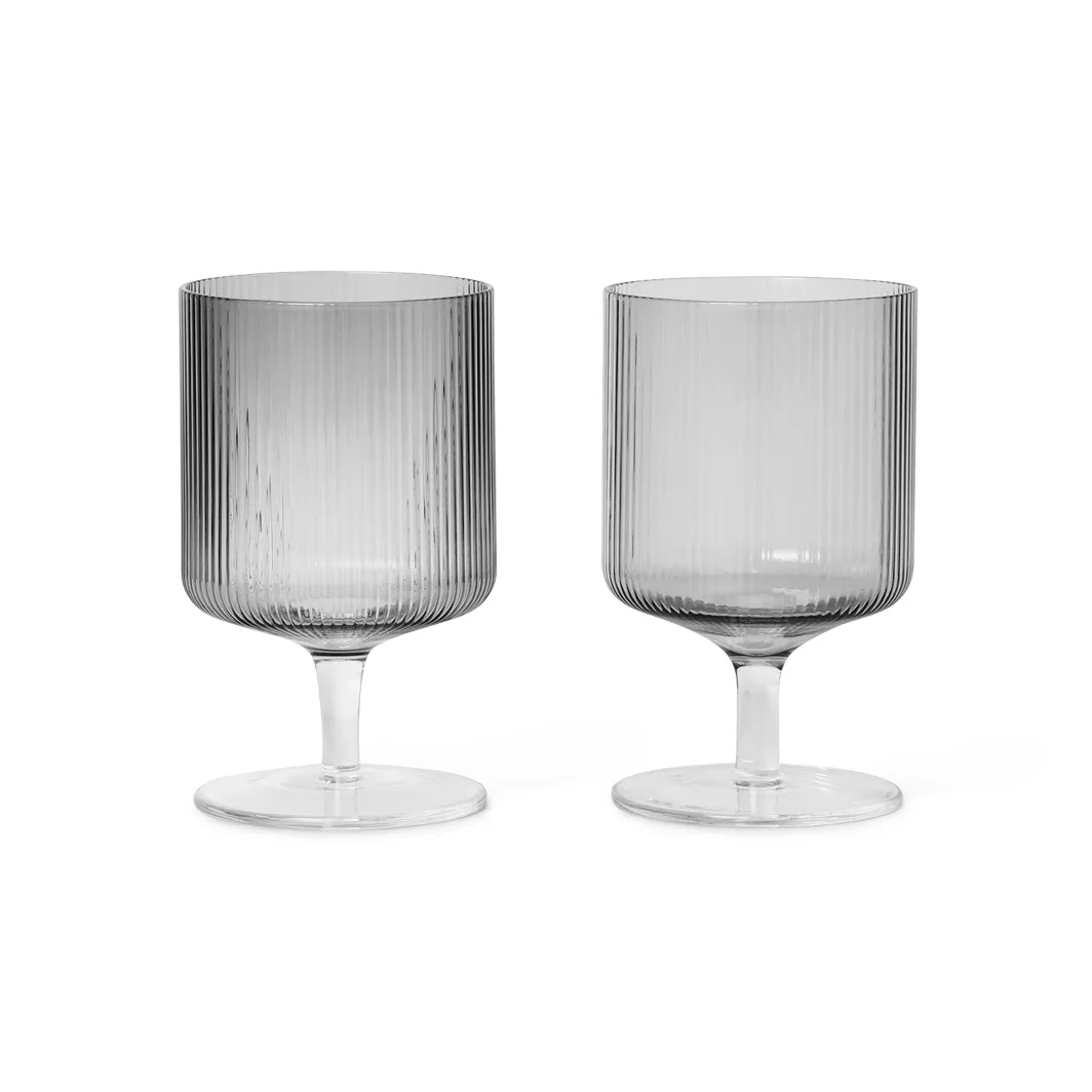 Ripple vinglas 2-pack, Smoked grey Ferm Living
