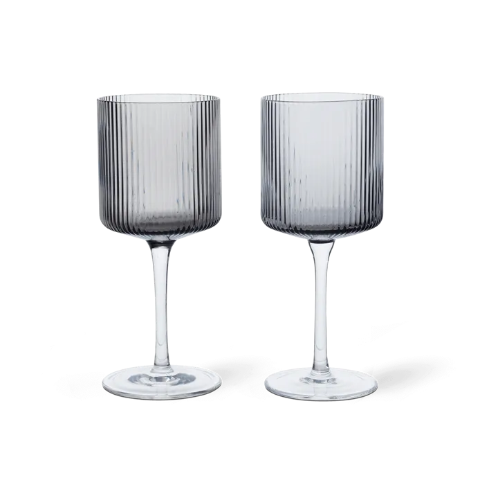 Ripple vitvinsglas 26 cl 2-pack - Smoked grey - Ferm Living