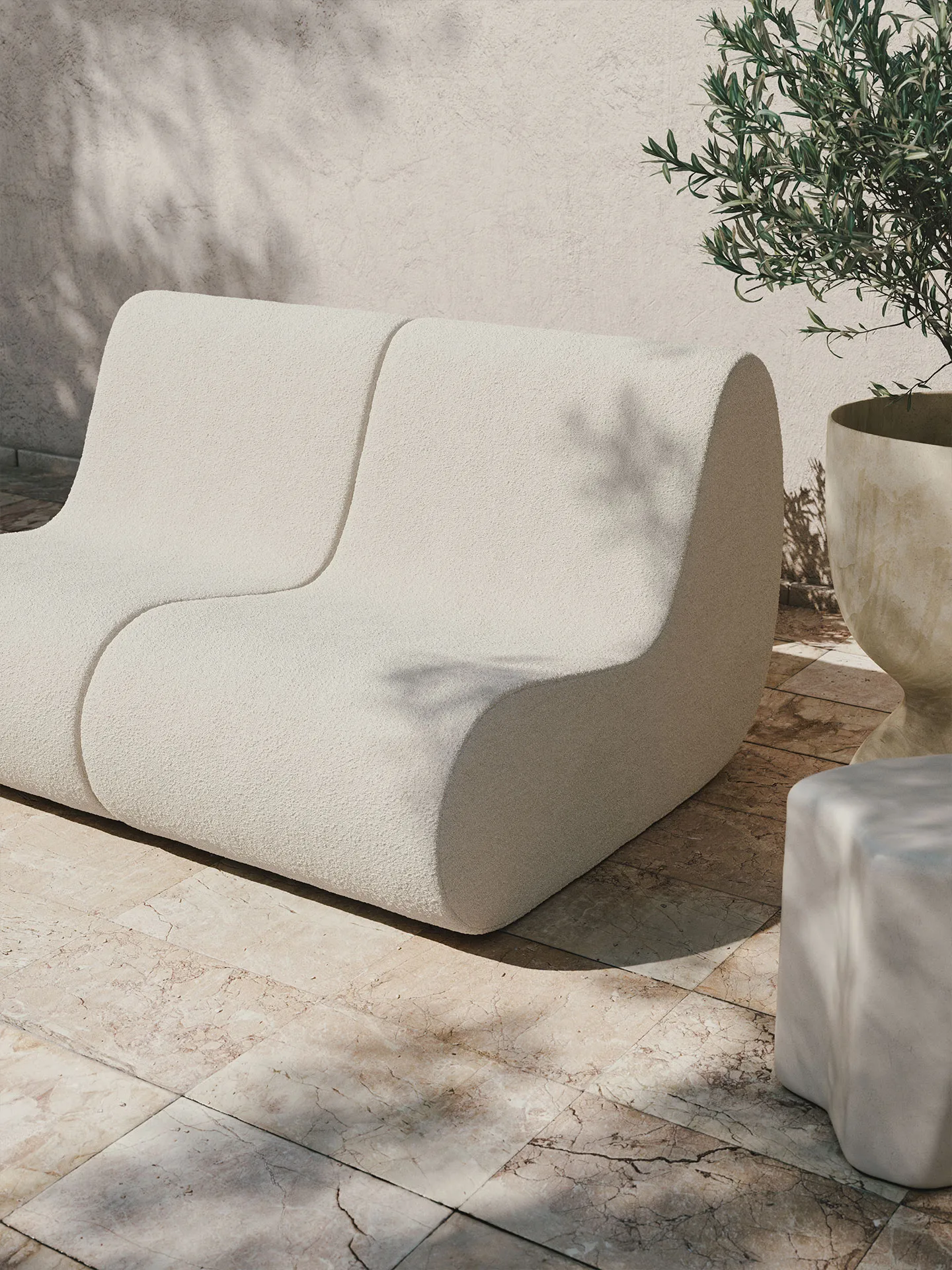 Rouli center module pure bouclé modulsoffa, Off-white Ferm Living