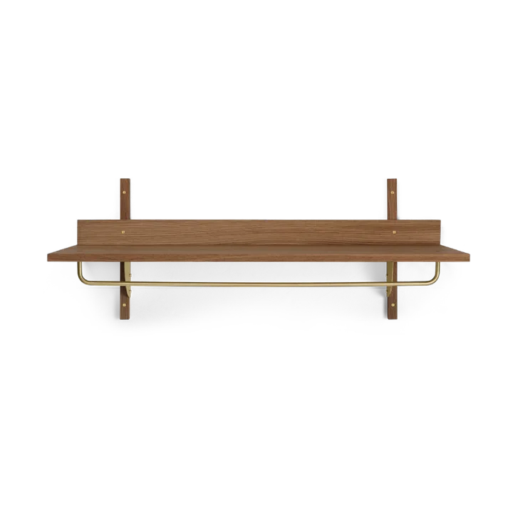 Sector hylla med stång 37x87 cm - Smoked Oak, brass - Ferm Living