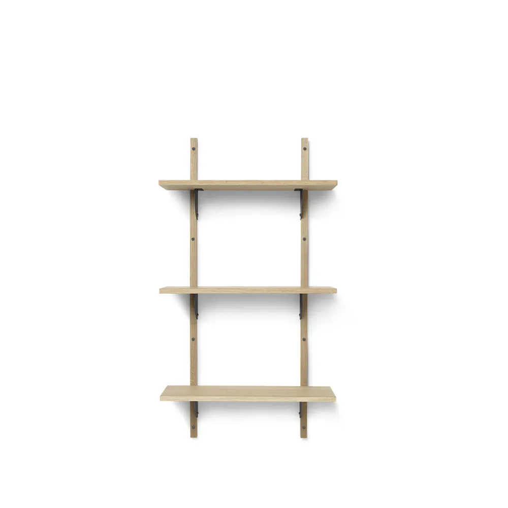 Sector hylla triple narrow, natural oak, s/l, svart mässing Ferm Living