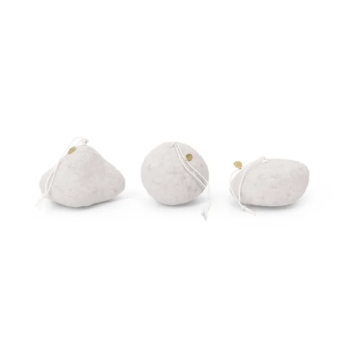 Snowball ornaments julgranshänge 3 delar - White - Ferm Living