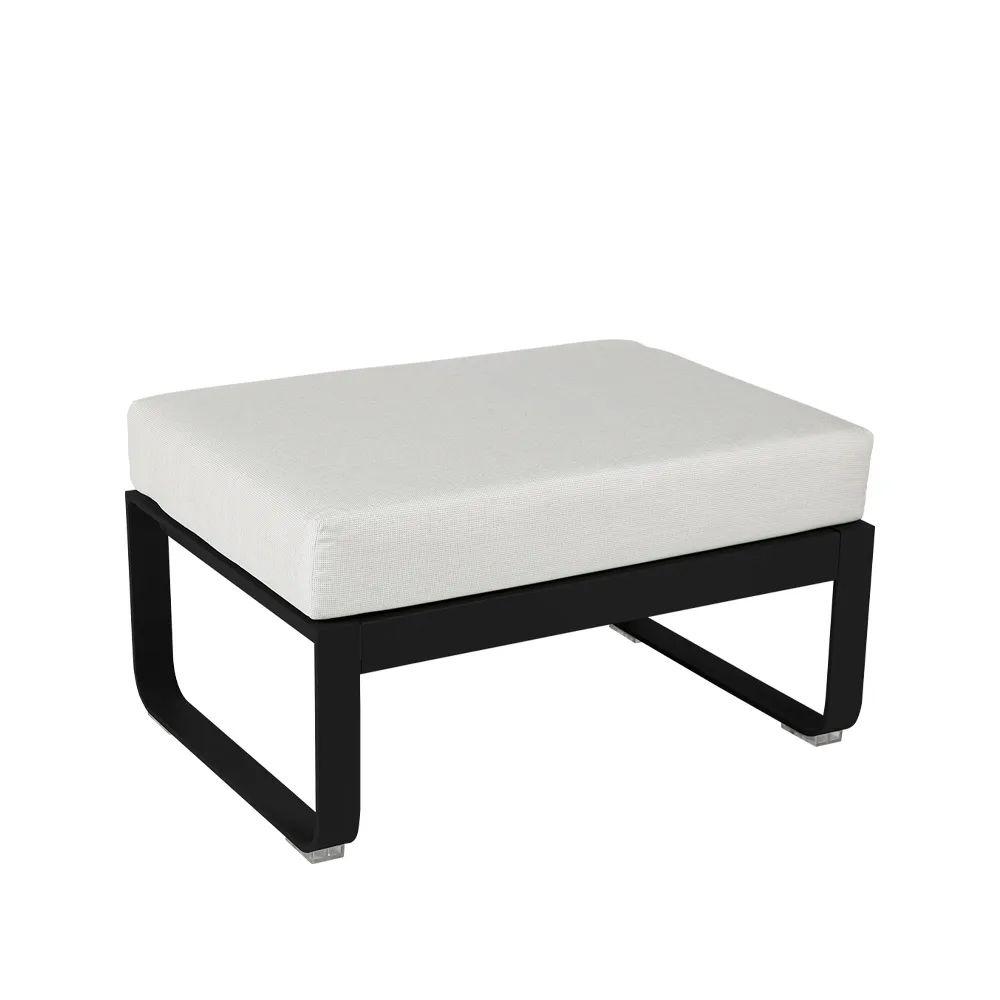 Bellevie 1-sits fotpall, Liquorice (svart), off-white dyna Fermob