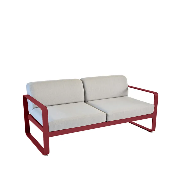 Bellevie 2-sits soffa - Chili (röd), flannel grey dyna - Fermob