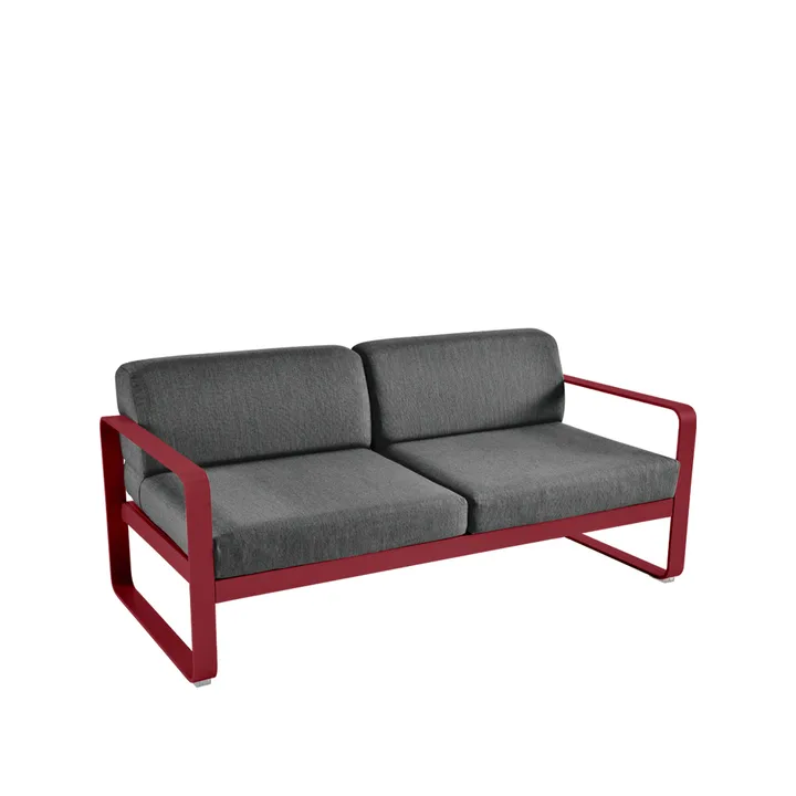 Bellevie 2-sits soffa - Chili (röd), graphite grey dyna - Fermob