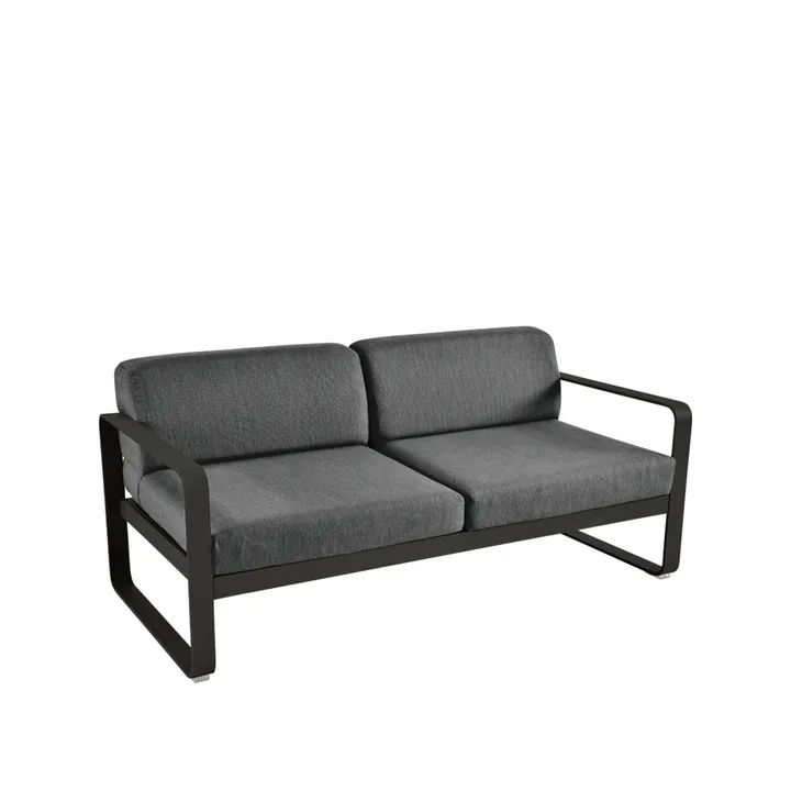 Bellevie 2-sits soffa - Liquorice (svart), graphite grey dyna - Fermob