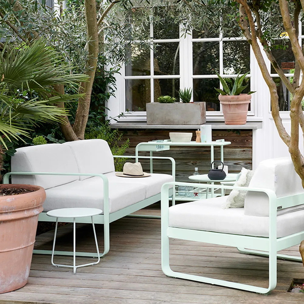 Bellevie 2-sits soffa, Liquorice (svart), off-white dyna Fermob
