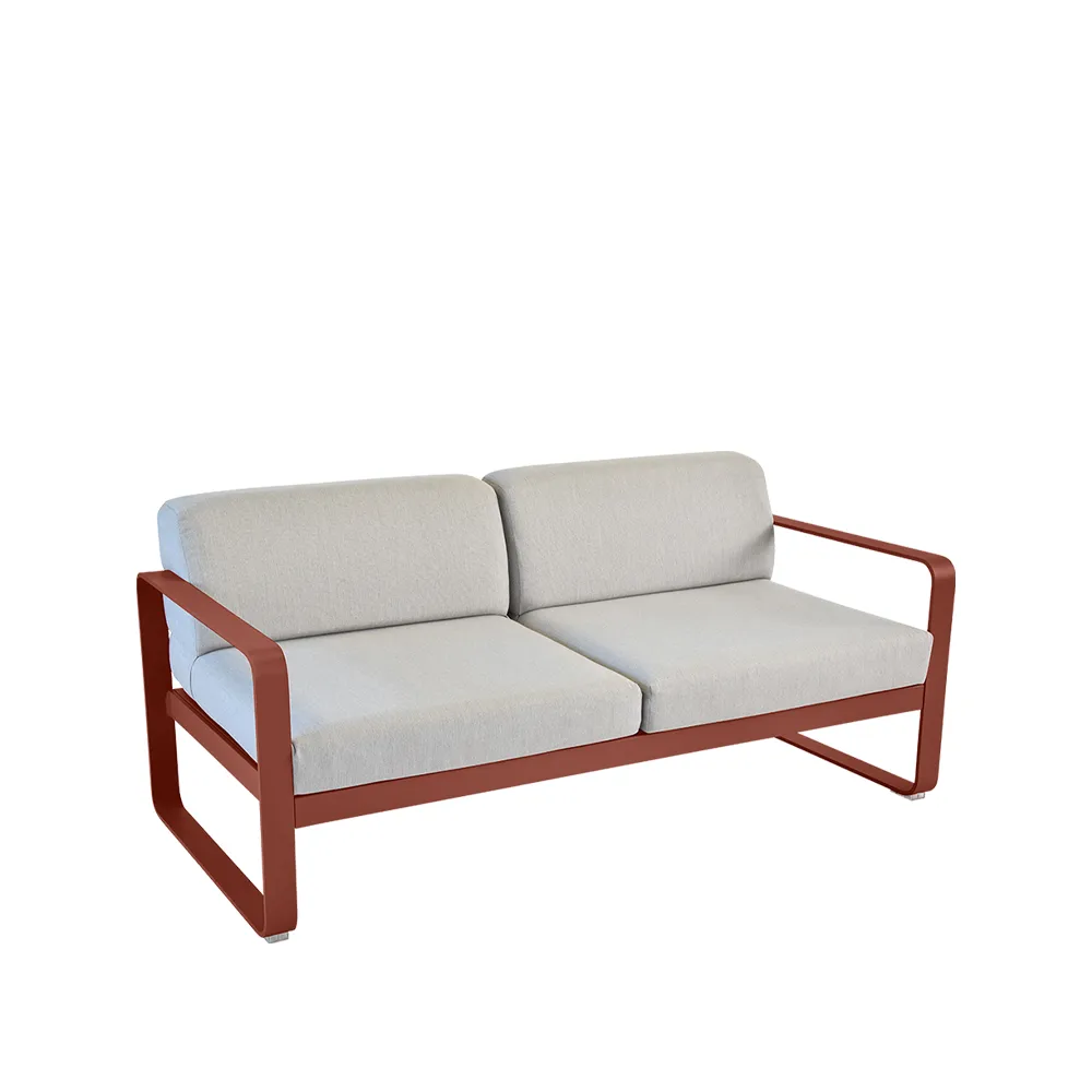 Bellevie 2-sits soffa, Red ochre (röd), flannel grey dyna Fermob