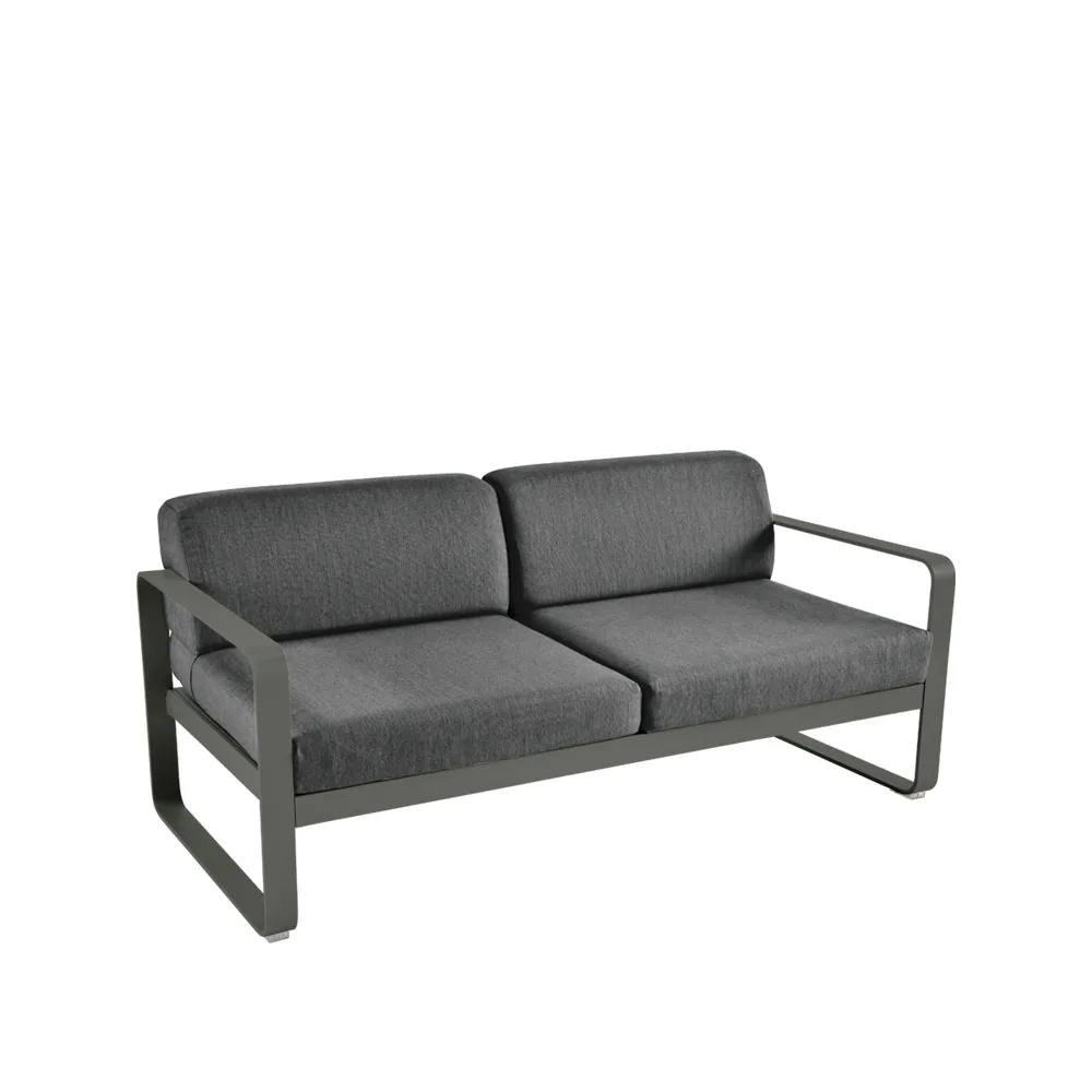Bellevie 2-sits soffa, Rosemary (grön), graphite grey dyna Fermob