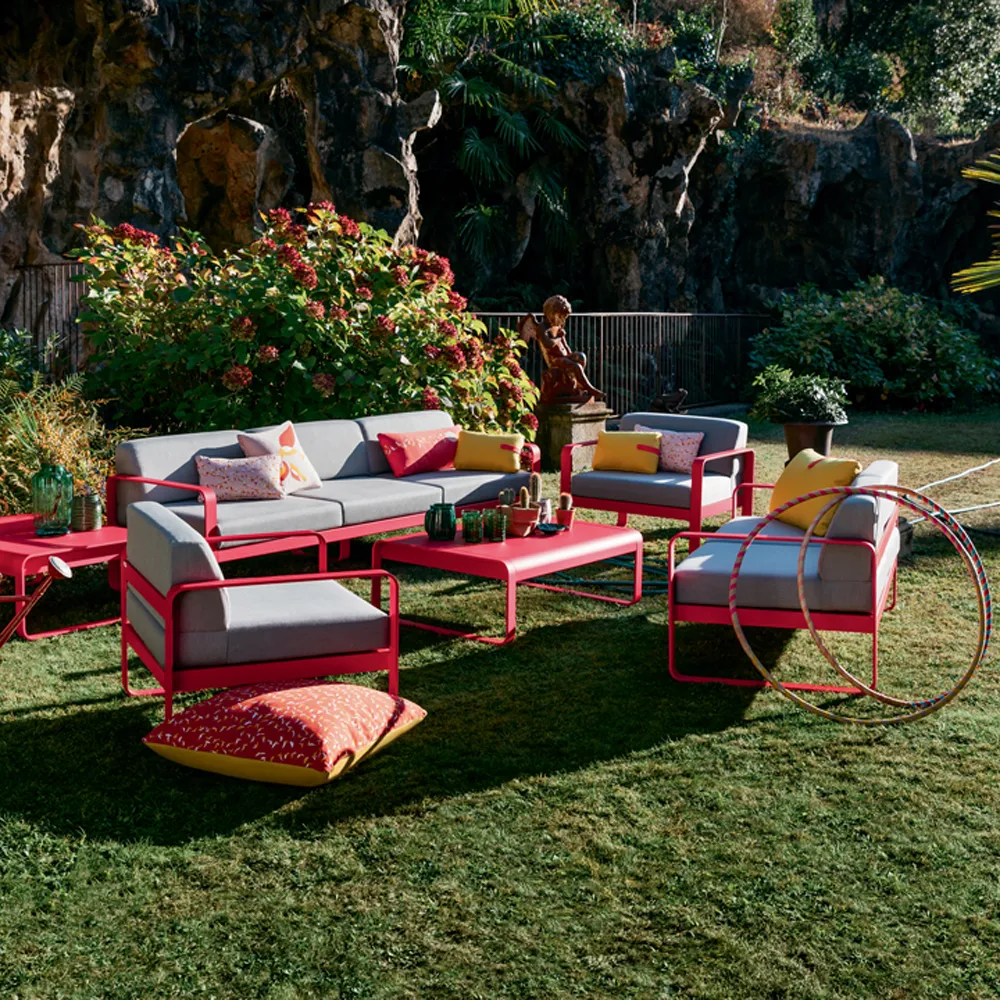 Bellevie 2-sits soffa, Rosemary (grön), off-white dyna Fermob