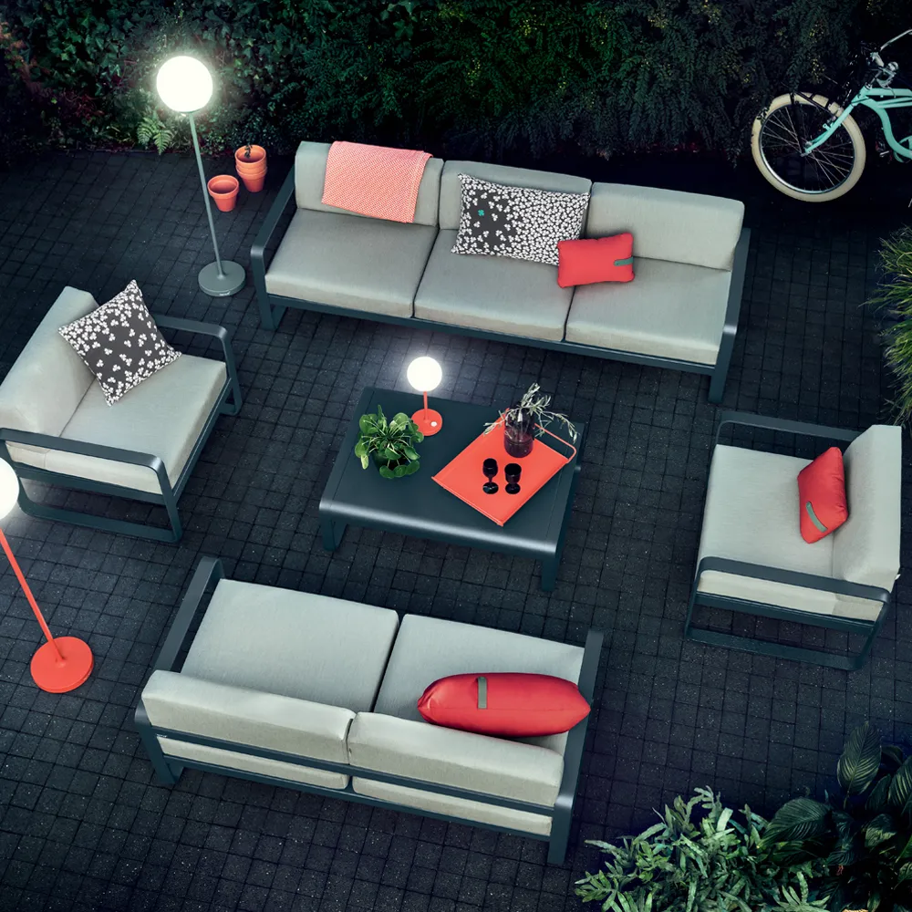 Bellevie 2-sits soffa, Rosemary (grön), off-white dyna Fermob