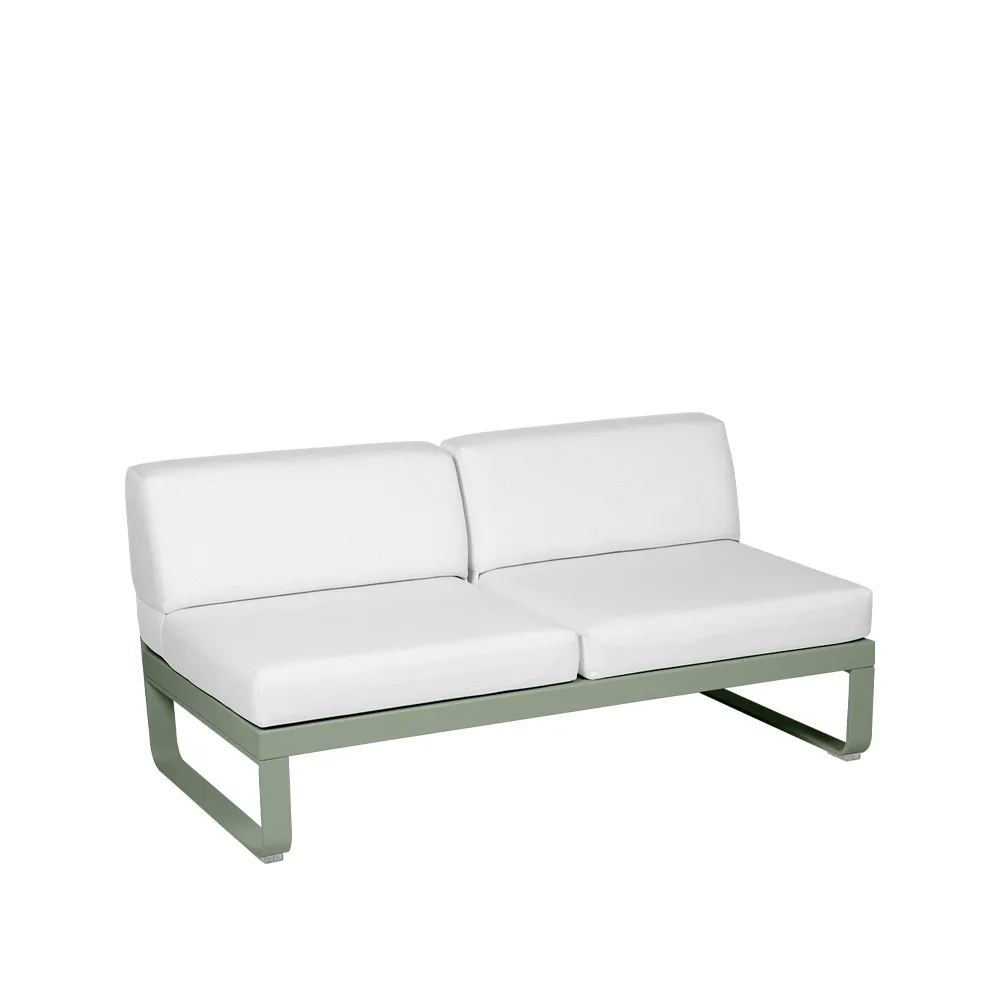 Bellevie Central modulsoffa, 2-sits Cactus (grön), off-white dyna Fermob