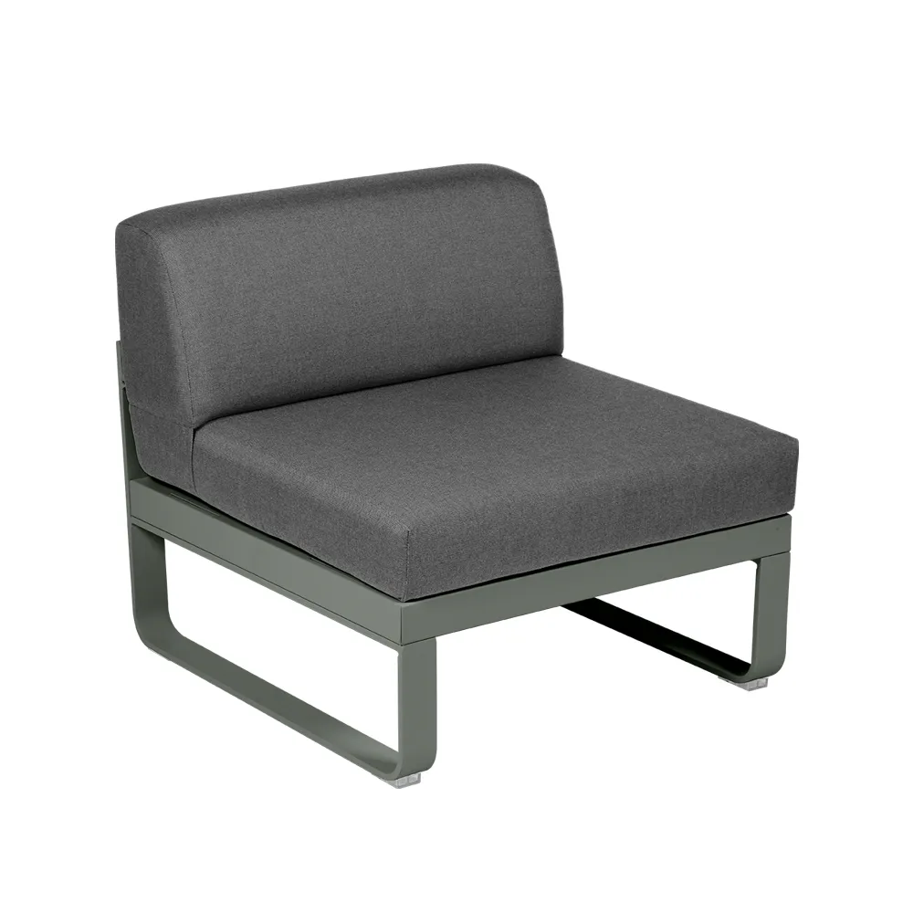 Bellevie Central modulsoffa, Rosemary (grön), graphite grey dyna, 1-sits Fermob