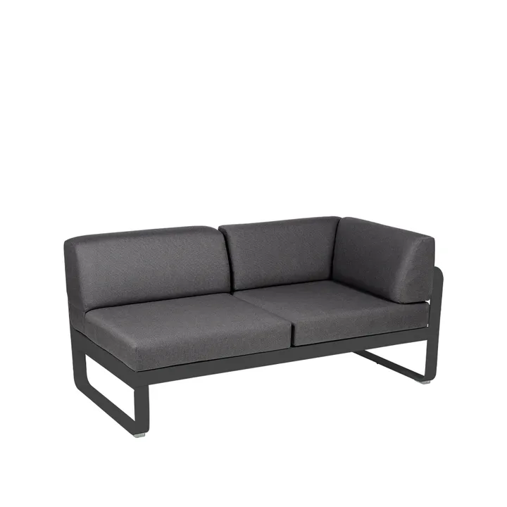 Bellevie Corner modulsoffa - 2-sits Anthracite (grå), graphite grey dyna, höger - Fermob