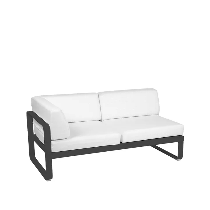 Bellevie Corner modulsoffa - 2-sits Anthracite (grå), offwhite dyna, vänster - Fermob