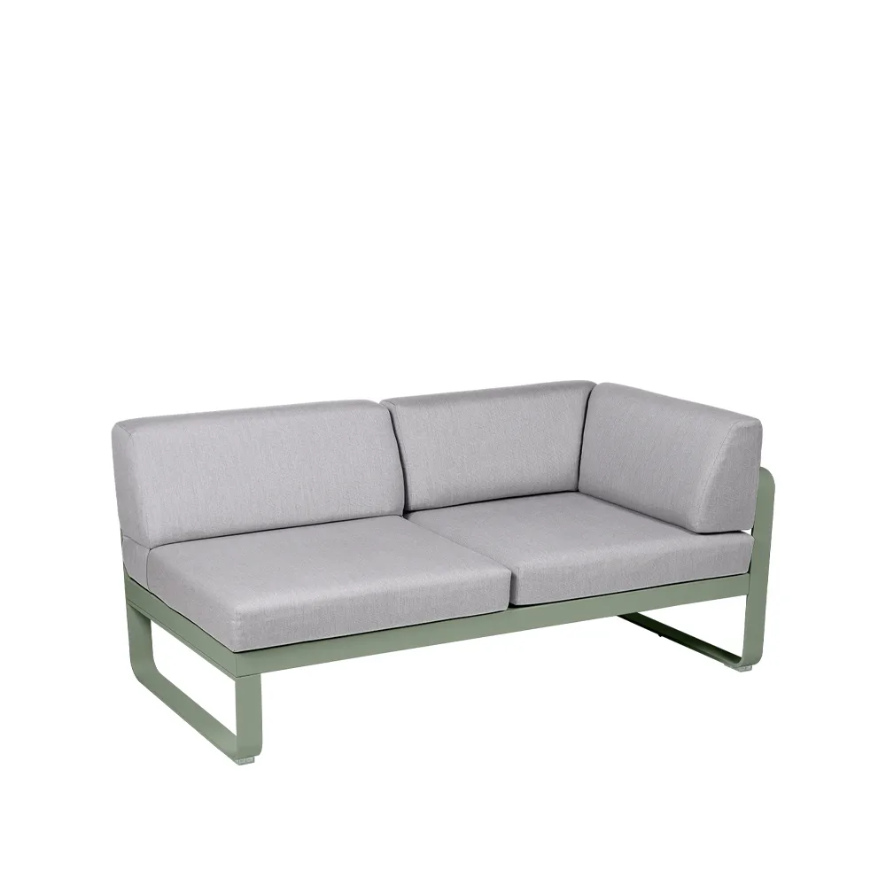 Bellevie Corner modulsoffa, 2-sits Cactus (grön), flannel grey dyna, höger Fermob