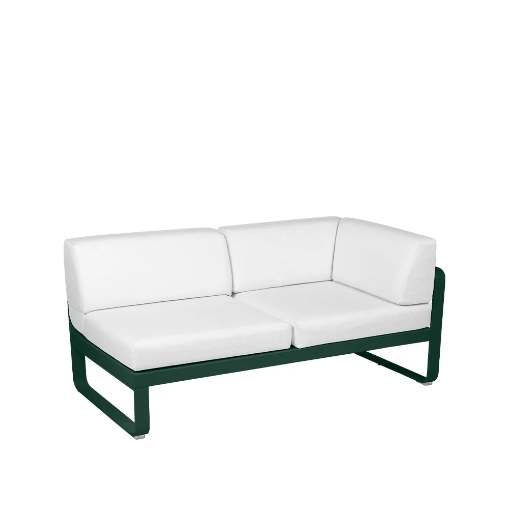 Bellevie Corner modulsoffa, 2-sits Cedar green (grön), offwhite dyna, höger Fermob