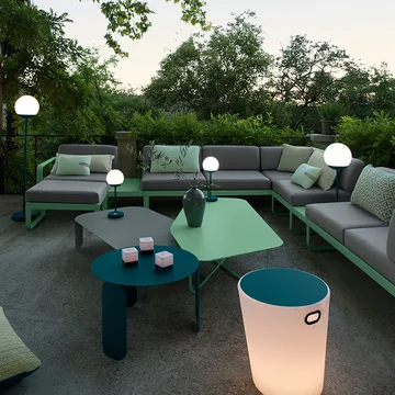 Bellevie Corner modulsoffa - 2-sits Cedar green (grön), offwhite dyna, vänster - Fermob