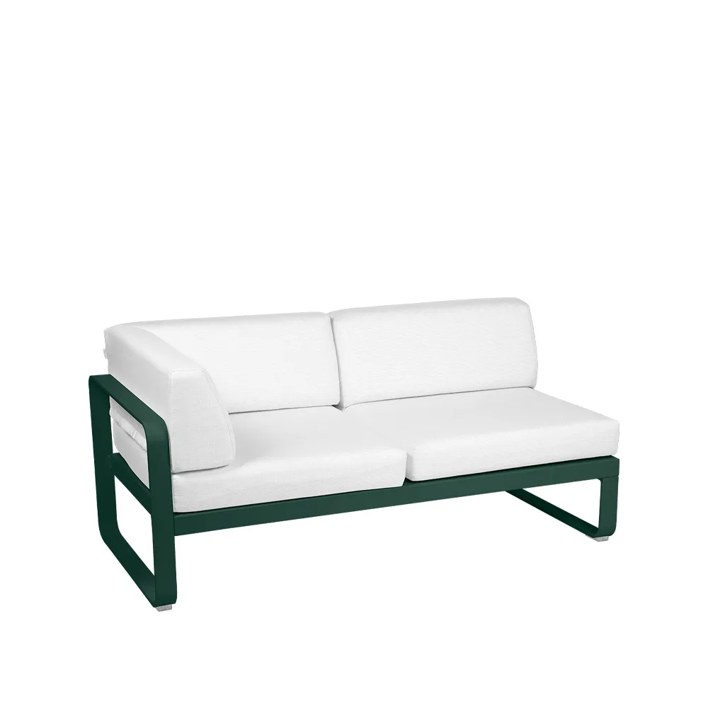 Bellevie Corner modulsoffa, 2-sits Cedar green (grön), offwhite dyna, vänster Fermob
