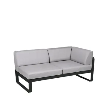 Bellevie Corner modulsoffa - 2-sits Liquorice (svart), flannel grey dyna, höger - Fermob