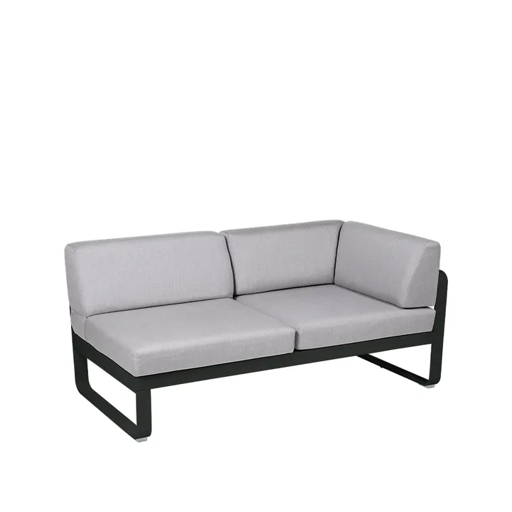 Bellevie Corner modulsoffa - 2-sits Liquorice (svart), flannel grey dyna, höger - Fermob