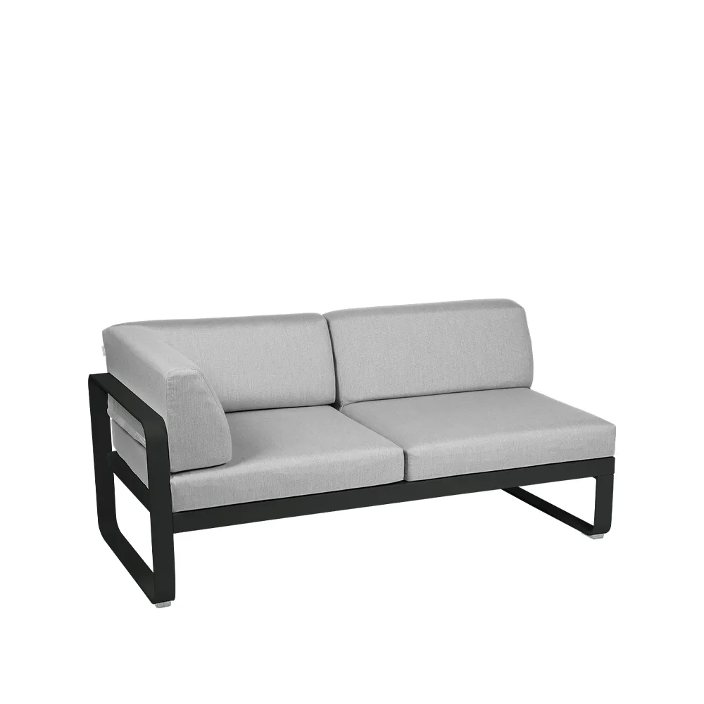 Bellevie Corner modulsoffa, 2-sits Liquorice (svart), flannel grey dyna, vänster Fermob