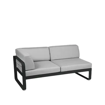Bellevie Corner modulsoffa - 2-sits Liquorice (svart), flannel grey dyna, vänster - Fermob