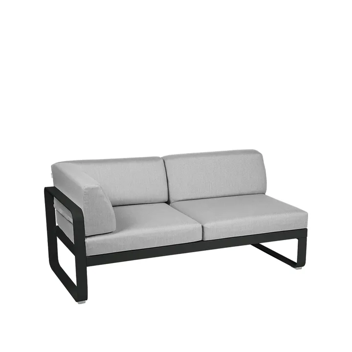 Bellevie Corner modulsoffa - 2-sits Liquorice (svart), flannel grey dyna, vänster - Fermob
