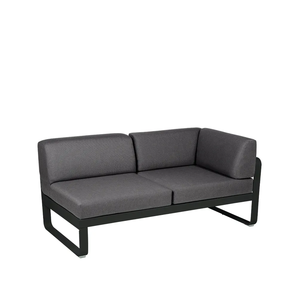 Bellevie Corner modulsoffa, 2-sits Liquorice (svart), graphite grey dyna, höger Fermob
