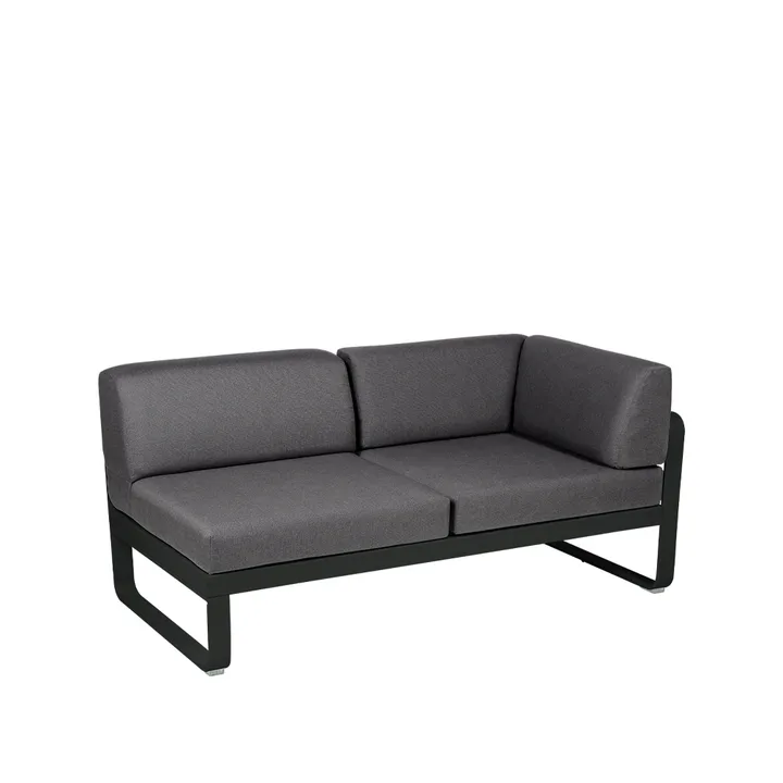 Bellevie Corner modulsoffa - 2-sits Liquorice (svart), graphite grey dyna, höger - Fermob