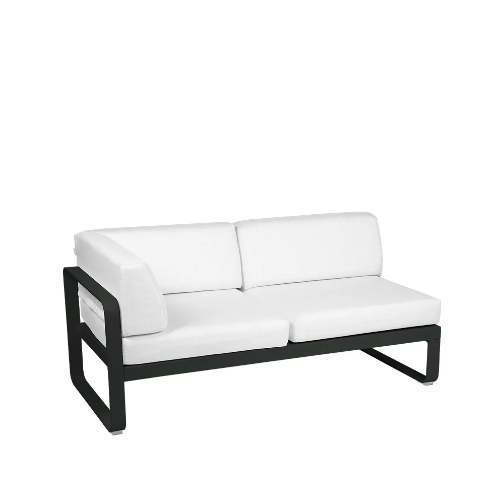 Bellevie Corner modulsoffa, 2-sits Liquorice (svart), offwhite dyna, vänster Fermob