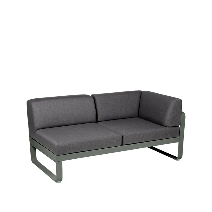 Bellevie Corner modulsoffa - 2-sits Rosemary (grön), graphite grey dyna, höger - Fermob