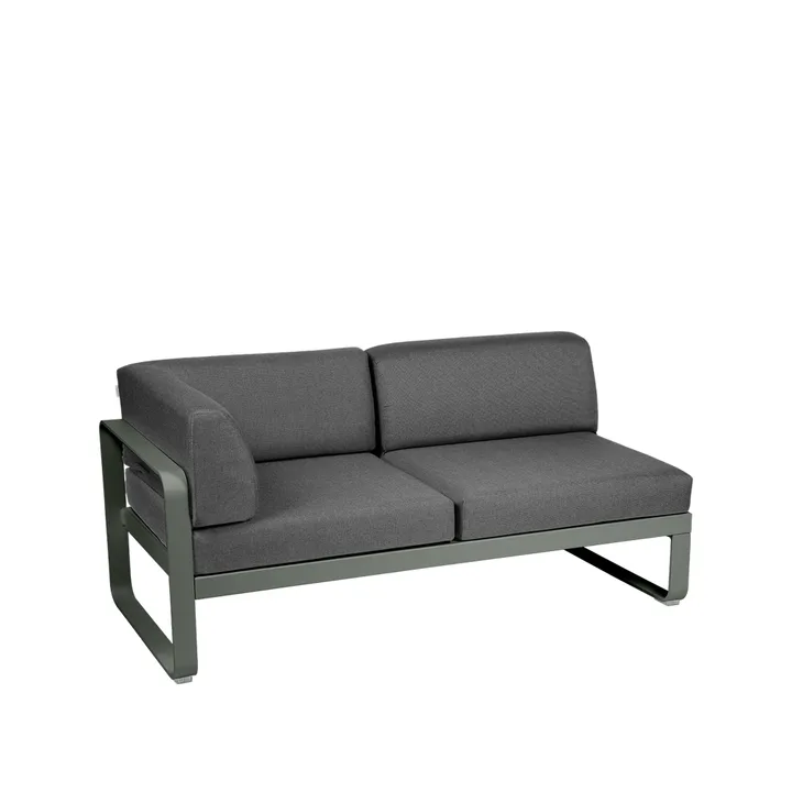 Bellevie Corner modulsoffa - 2-sits Rosemary (grön), graphite grey dyna, vänster - Fermob