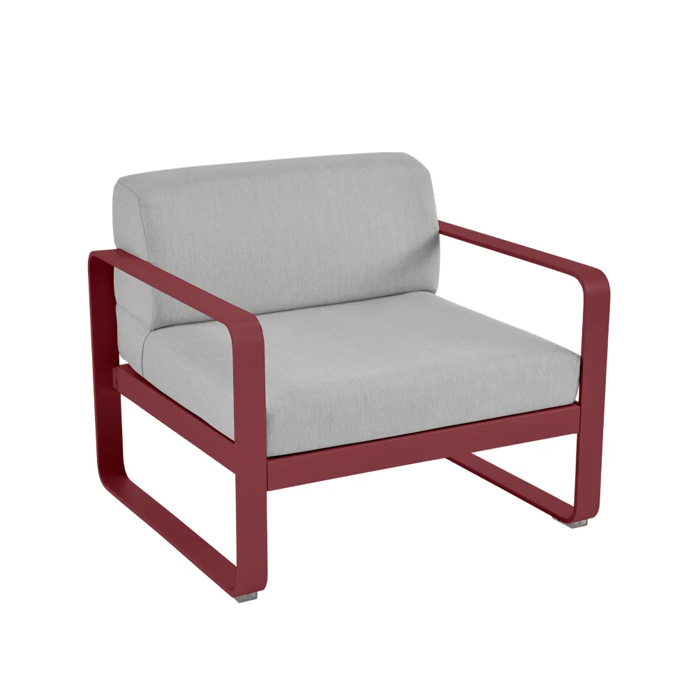 Bellevie fåtölj, Chili (röd), flannel grey dyna Fermob