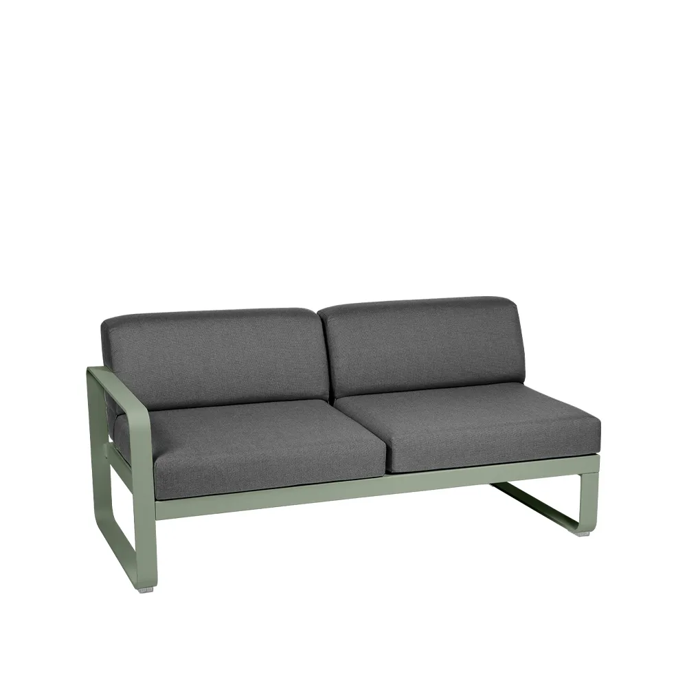 Bellevie Left modulsoffa, 2-sits Cactus (grön), graphite grey dyna Fermob