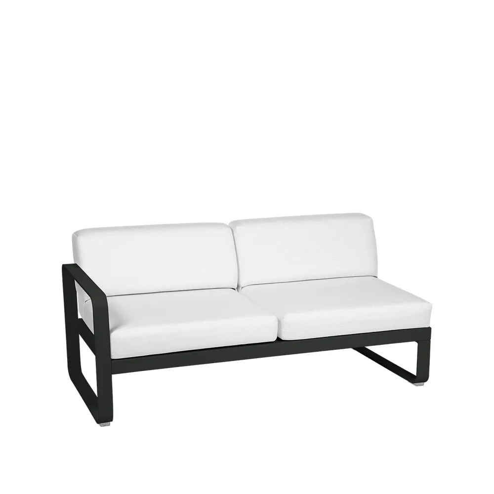 Bellevie Left modulsoffa, 2-sits Liquorice (svart), off-white dyna Fermob