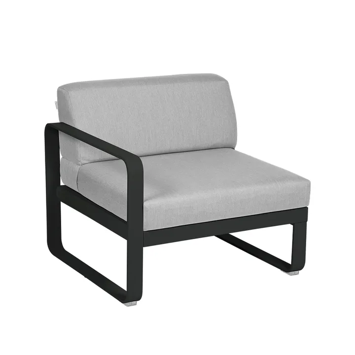 Bellevie Left modulsoffa - Liquorice (svart), flannel grey dyna, 1-sits - Fermob