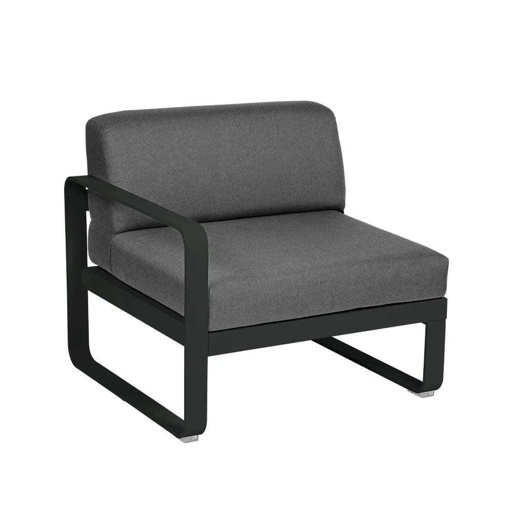 Bellevie Left modulsoffa, Liquorice (svart), graphite grey dyna, 1-sits Fermob
