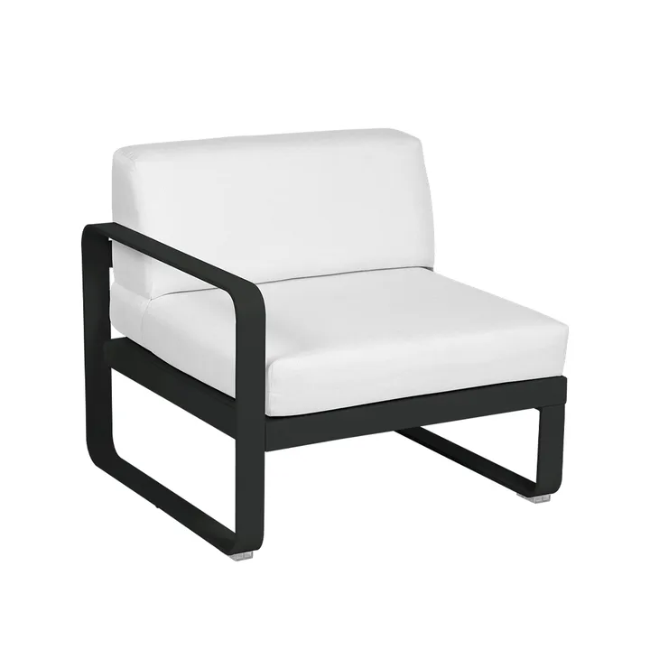Bellevie Left modulsoffa - Liquorice (svart), off-white dyna, 1-sits - Fermob